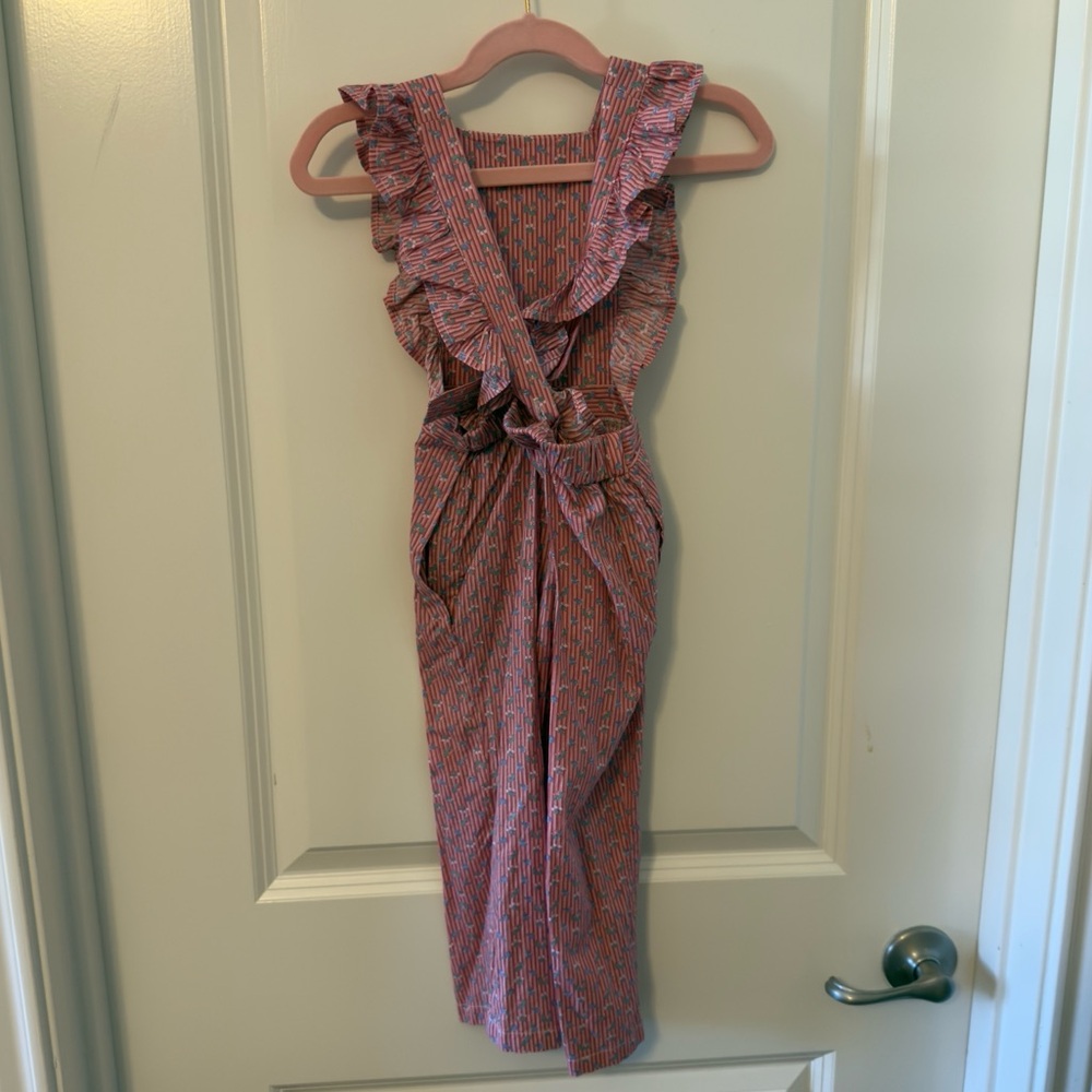 Pink Ruffled Floral Overalls - Picture 3 of 4